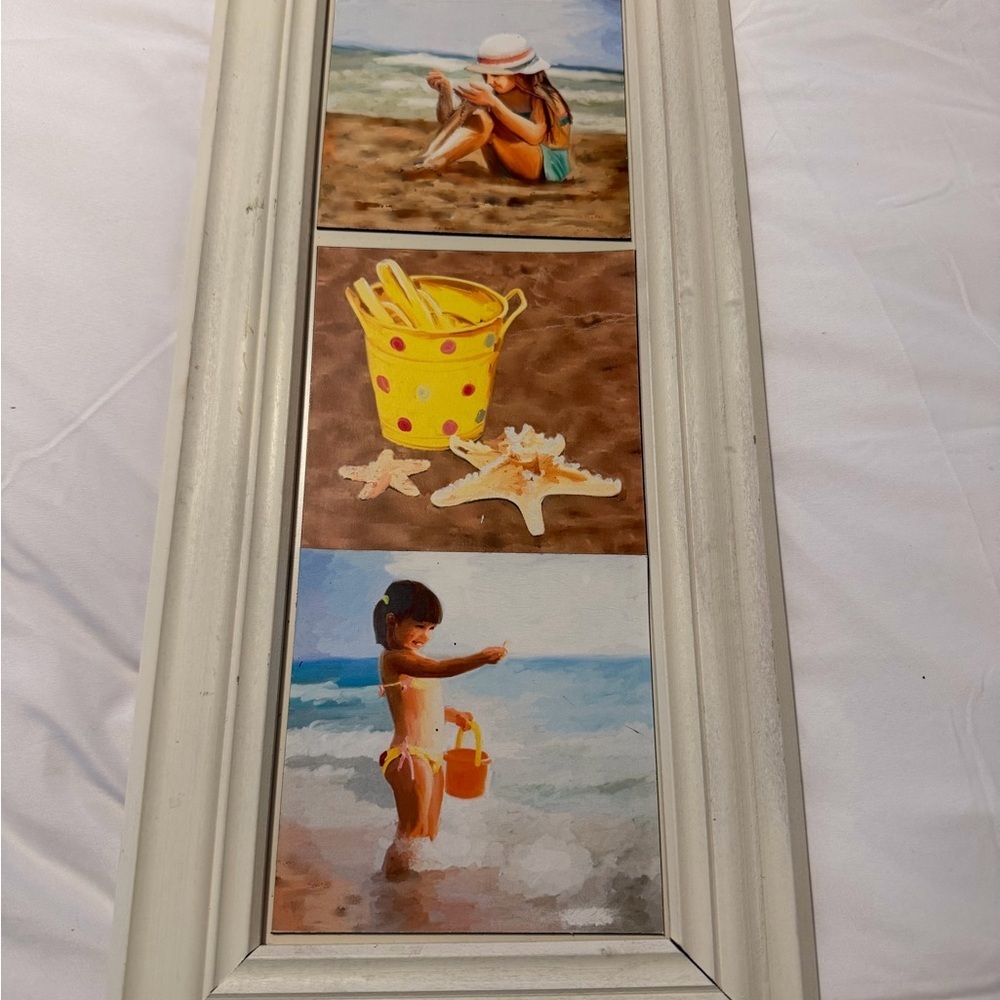 Magnetic Interchangeable Wall Art Set - Beach/Summer Theme White Frame